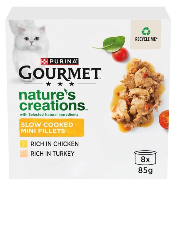 GOURMET Nature's Creations Poultry Selection Wet Cat Food - 8 Pack of 85g Pouches with Natural Ingredients