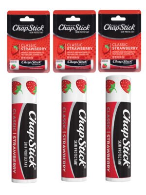 ChapStick Classic Strawberry Lip Balm - Moisturizing Lip Protection with Sweet Strawberry Flavor