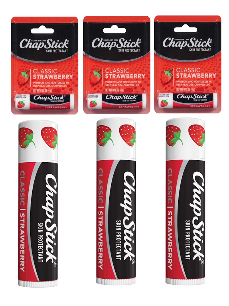 ChapStick Classic Strawberry Lip Balm - Moisturizing Lip Protection with Sweet Strawberry Flavor