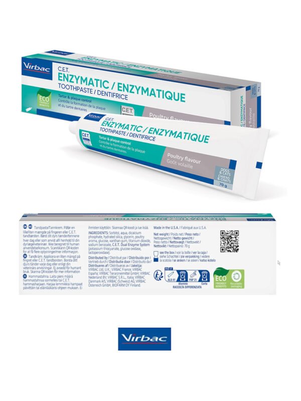 Virbac C.E.T. Enzymatic Toothpaste for Dogs 70g - Poultry Flavor for Plaque and Bacteria Control