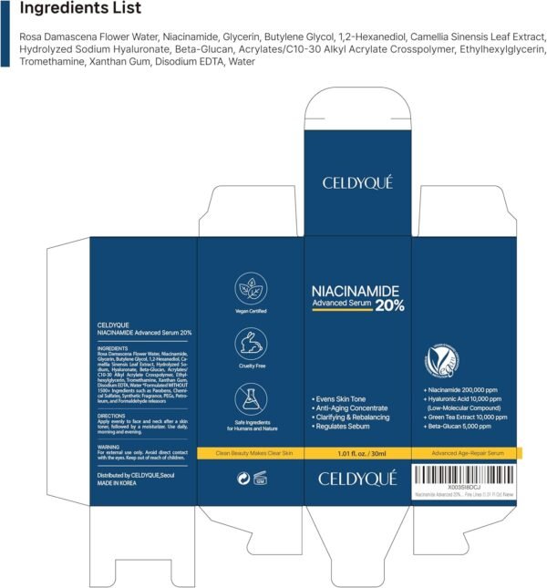 CELDYQUE - Niacinamide Advanced Serum 20% - 30ml
