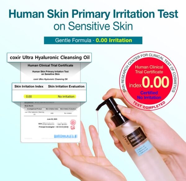 COXIR Ultra-Hyaluronic Cleansing Oil — Deep Clean & Hydrate Makeup Remover with Cactus, Rosehip & Camellia Oil, 150 ml / 5.07 fl.oz.