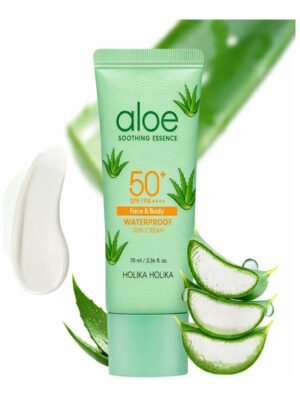 Holika Holika Aloe Soothing Essence Waterproof Sun Cream SPF50+ PA++++ 70ml with fresh aloe vera