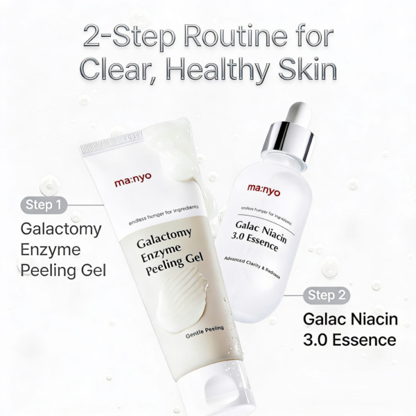 Ma:nyo Galactomy Enzyme Peeling Gel and Galac Niacin 3.0 Essence 2-step routine for clear, healthy skin