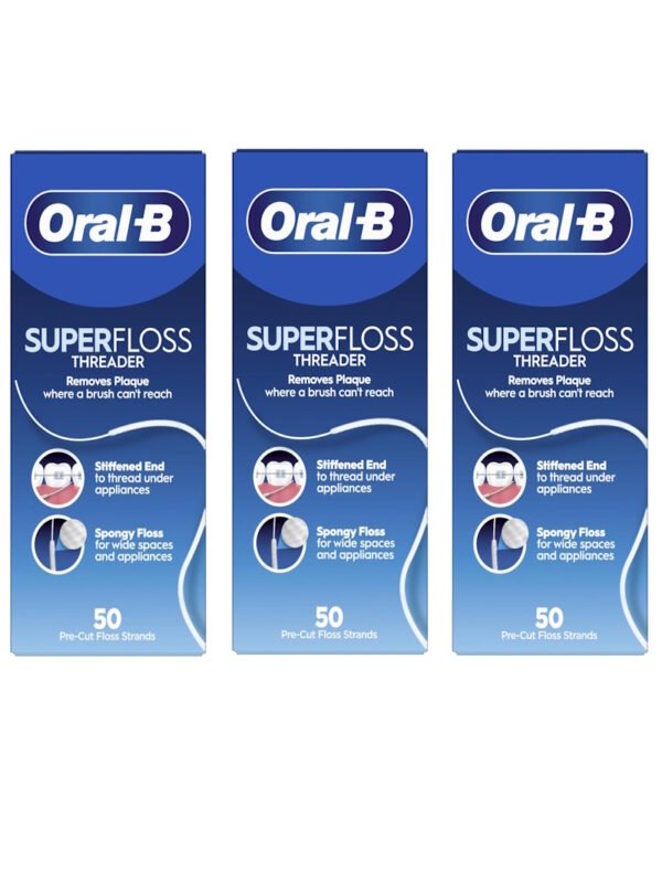 Oral-B Super Floss Mint 50 Pre-Cut Strands Pack of 3 front view