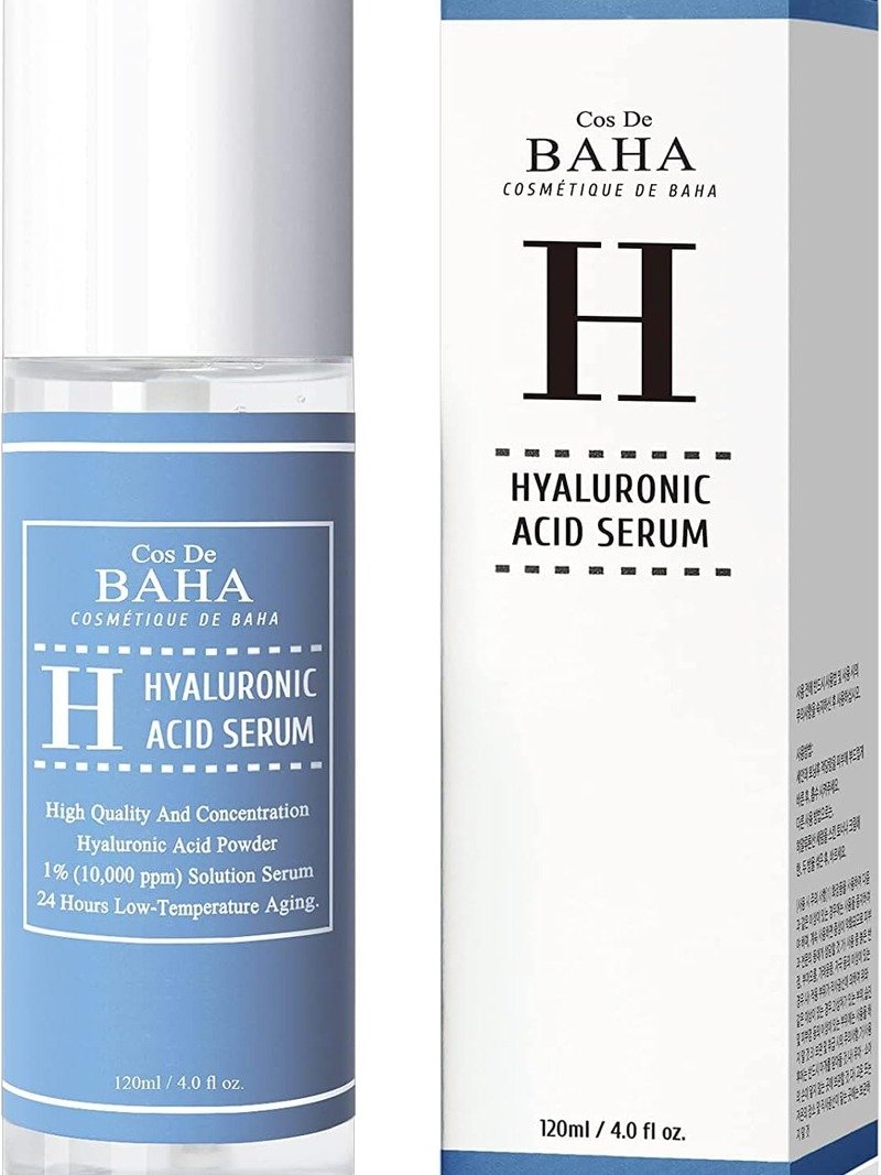 Cos De Baha Hyaluronic Acid Serum 120ml bottle and box, white background